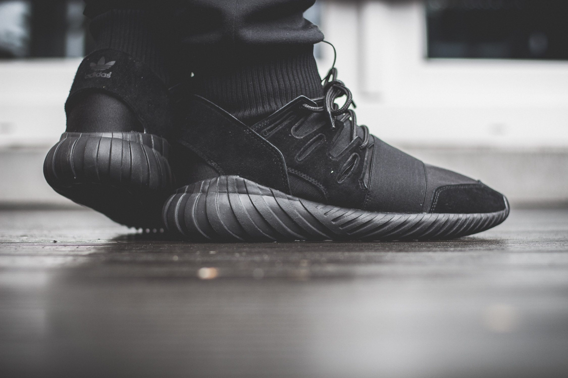 adidas Originals Tubular Doom All Black On Feet 10