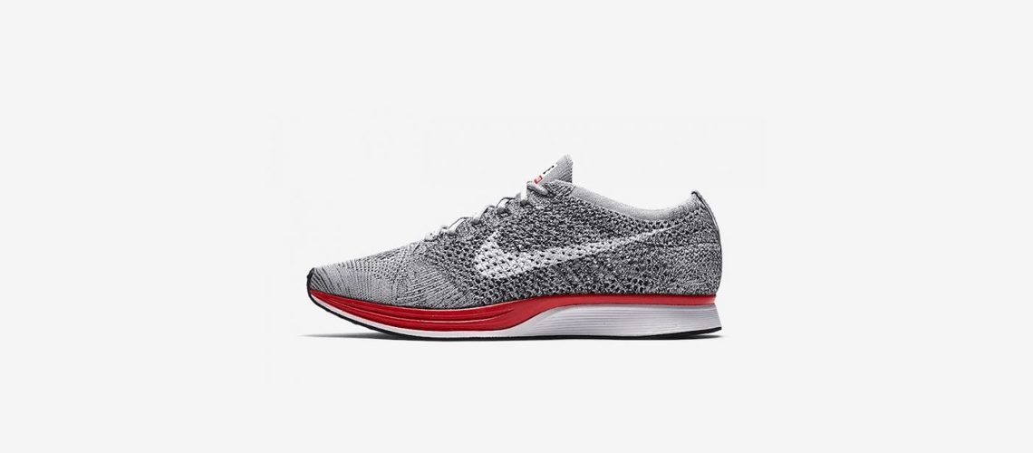 Nike Flyknit Racer Wolf Grey Red 526628 013