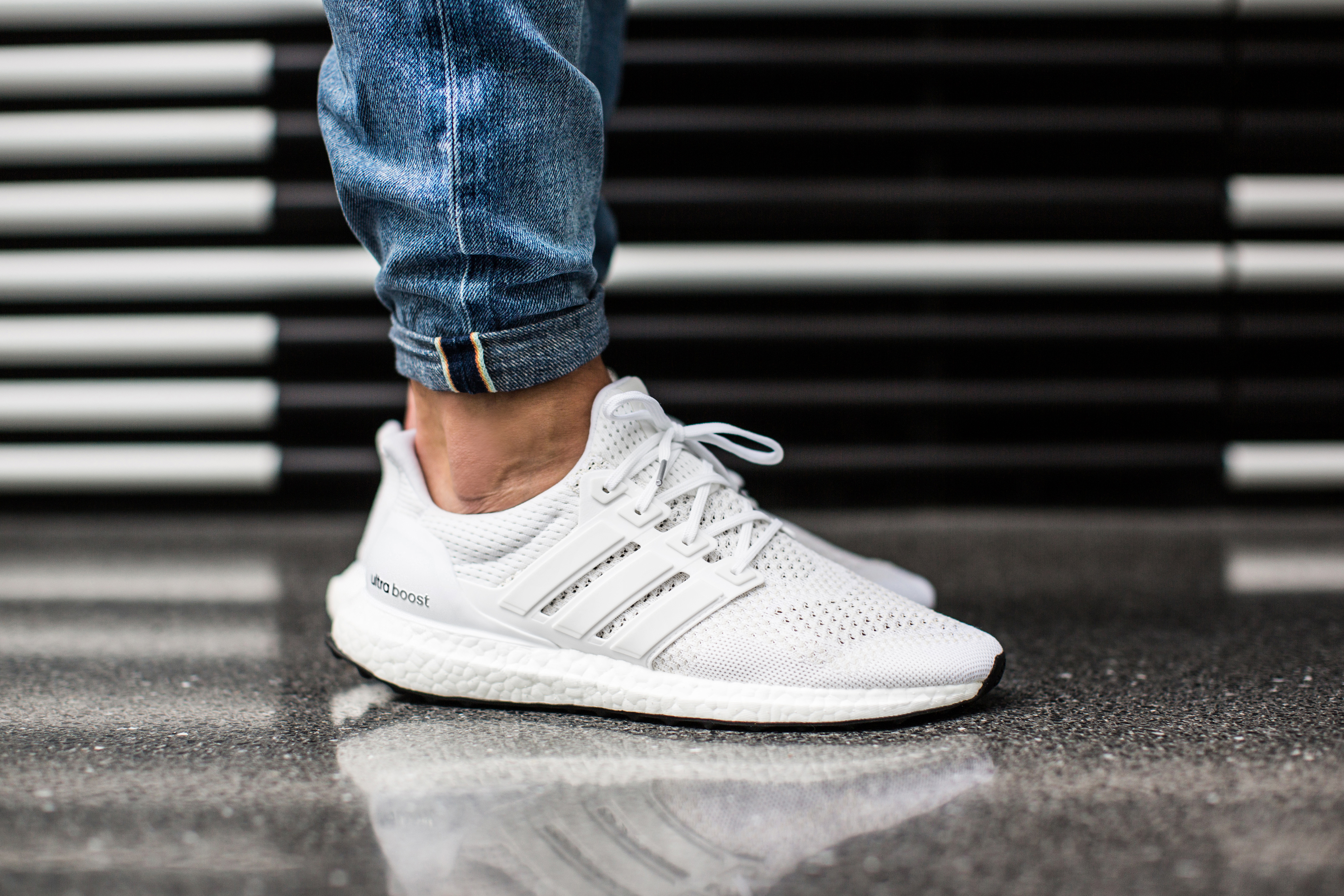 ultra boost on feet white